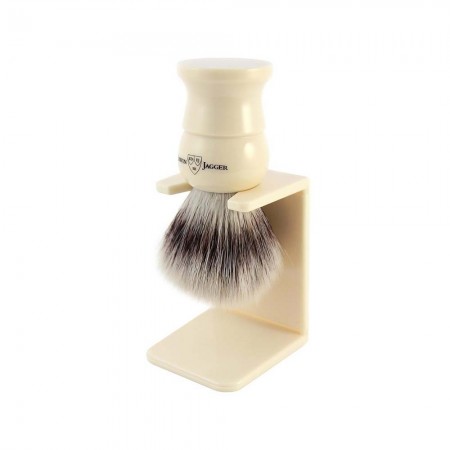 Shaving Brush with Drip Stand by Edwin Jagger – Synthetic silvertip fibre