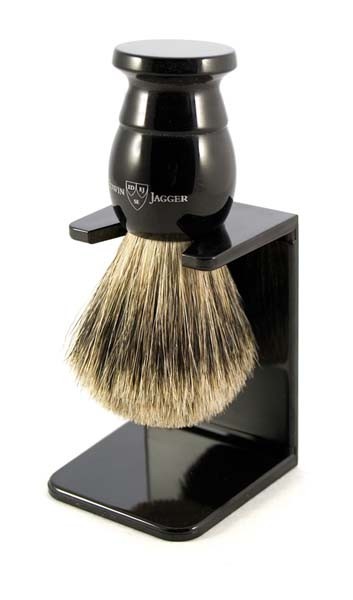 Best Badger Shaving Brush with Drip Stand by Edwin Jagger – Ebony XL