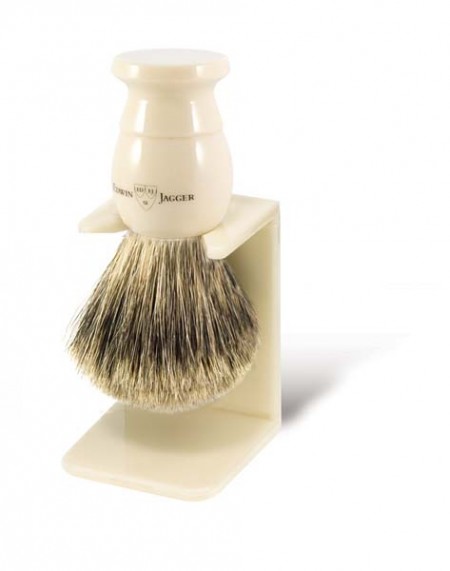 Best Badger Shaving Brush with Drip Stand by Edwin Jagger – Ivory Coloured XL