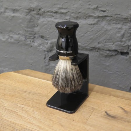Distinctly Different Pure Badger Shaving Brush with Drip Stand – Ebony Coloured M