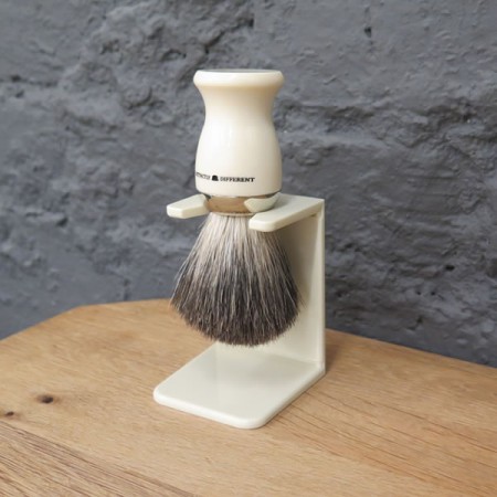 Distinctly Different Pure Badger Shaving Brush with Drip Stand – Ivory Coloured M