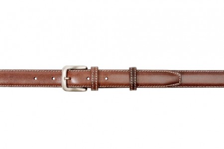Elegant Brown Leather Belt with Light Stitching (25mm)