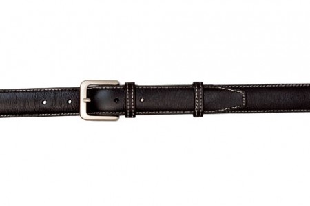 Stylish Black Leather Belt with Light Stitching
