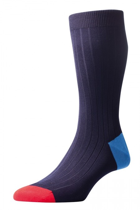 Pantherella Socks - Contrast Navy Blue