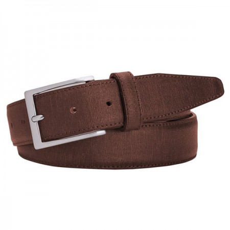 Cognac Structure Leather Belt By Profuomo