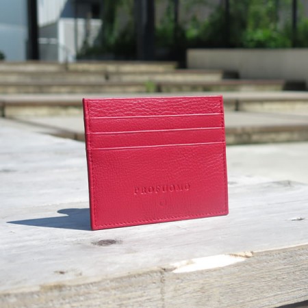 Leather Card Wallet By Profuomo - Red