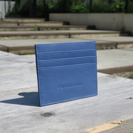 Leather Card Wallet By Profuomo - Blue