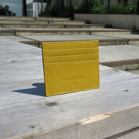 Leather Card Wallet By Profuomo - Yellow