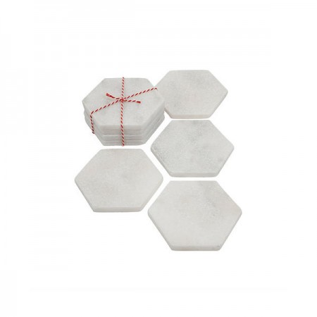 Stoned marble white coaster hexagon