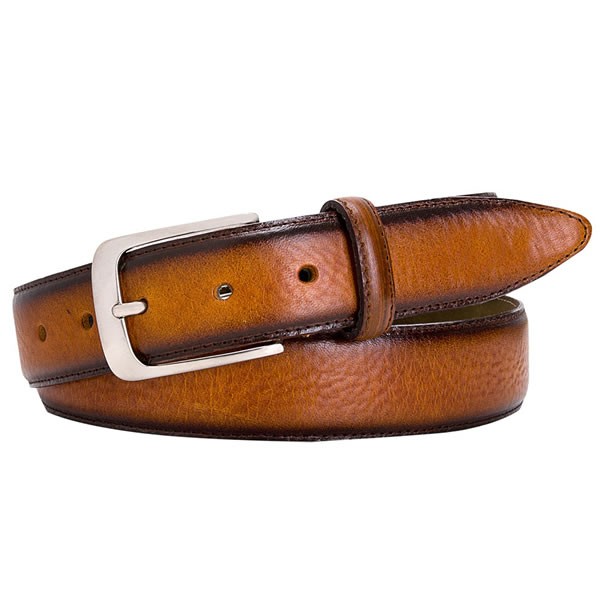 Cognac polished Leather Belt By Profuomo - Casual - By Style - Belts ...