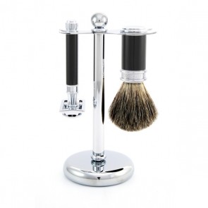 3 Piece Safety Razor Shaving Set by Edwin Jagger - Black